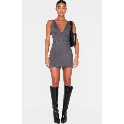 Mini robe en jean style corset à décolleté plongeant - PrettyLittleThing - Modalova
