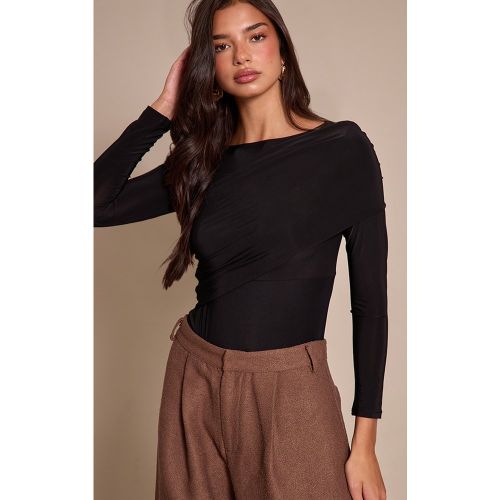 Body moulant drapé devant à manches longues | Taille 38 - PrettyLittleThing - Modalova