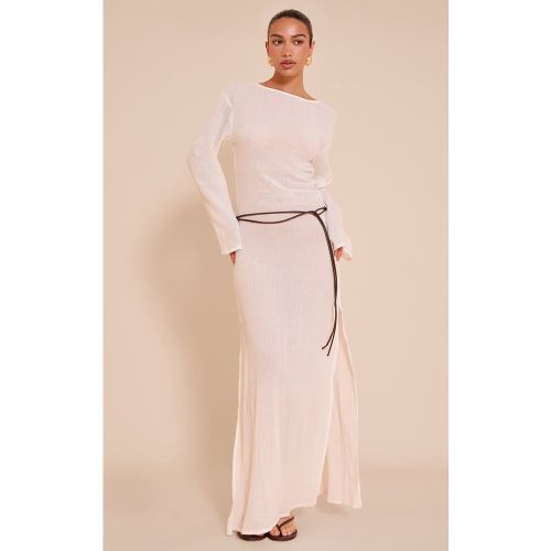 Robe longue texturée blanche à manches longues | Taille 38 - PrettyLittleThing - Modalova