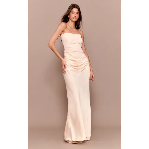 Robe bustier longue satinée drapée - PrettyLittleThing - Modalova
