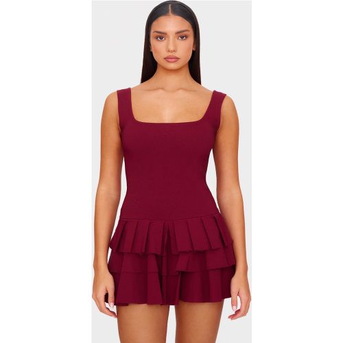 Combishort jupe short tissé stretch plissé | Taille 38 - PrettyLittleThing - Modalova