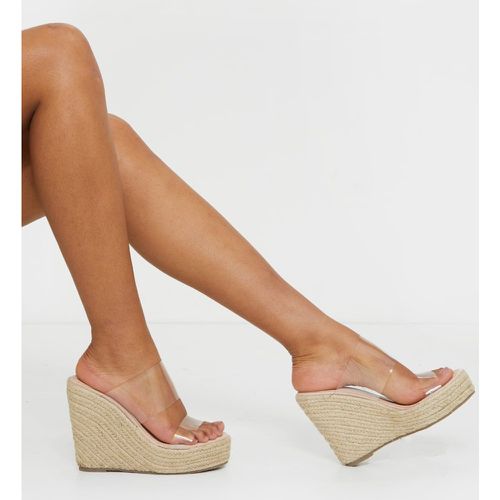 Sandales compensées à semelle effet espadrille et brides transparentes - PrettyLittleThing - Modalova