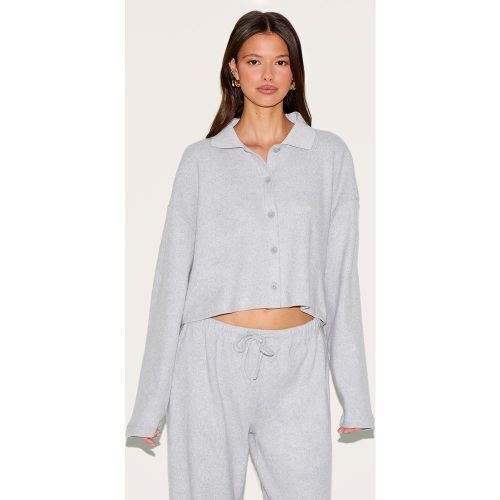 Chemise côtelée brossée gris clair à boutons - PrettyLittleThing - Modalova