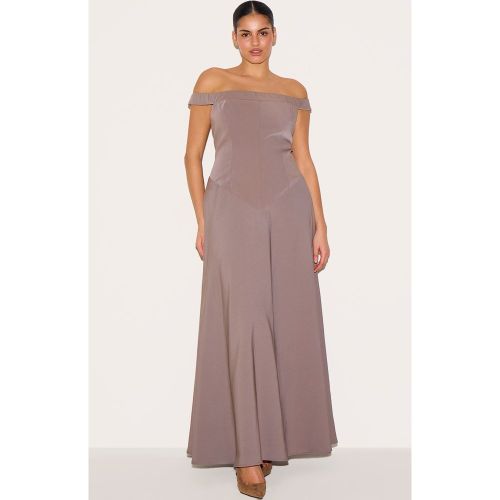 Plus Robe longue structurée à col bardot et taille en V - PrettyLittleThing - Modalova