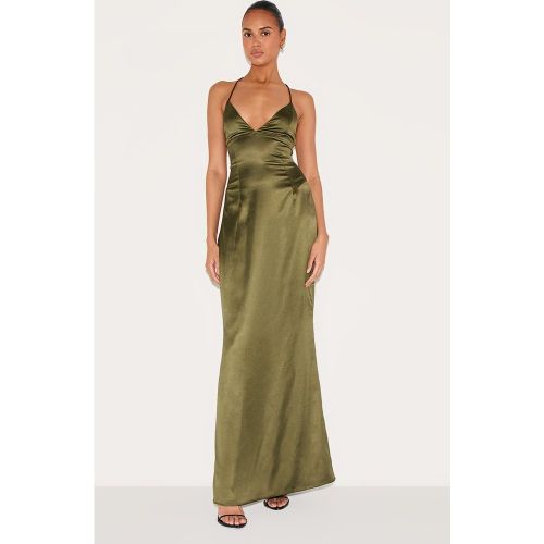 Robe longue satinée à nouer dans le dos - PrettyLittleThing - Modalova