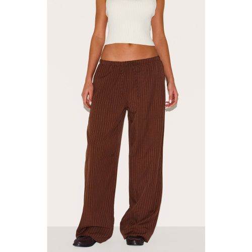 Pantalon décontracté tissé finement rayé à cordons ajustables et taille basse - PrettyLittleThing - Modalova