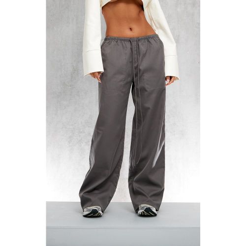 Pantalon décontracté taille basse tissé gris anthracite à cordons ajustables - PrettyLittleThing - Modalova