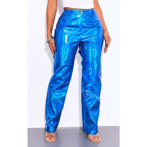 Shape Pantalon droit bleu métallisé - PrettyLittleThing - Modalova