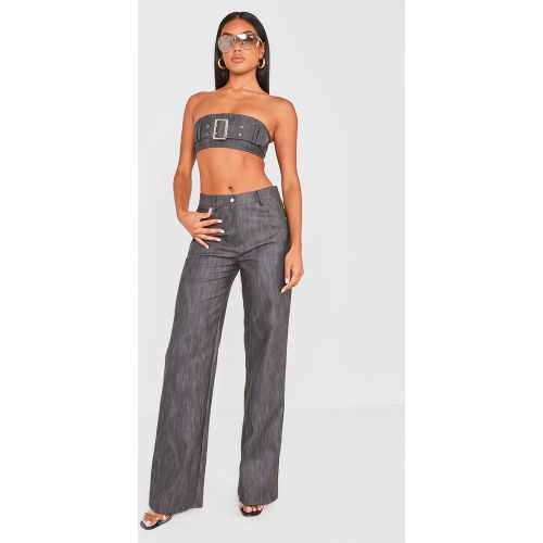 Pantalon droit délavé à détail ceinture - PrettyLittleThing - Modalova
