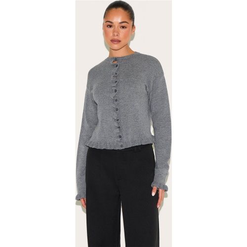 Cardigan en maille tricot à volants | Taille Large - PrettyLittleThing - Modalova