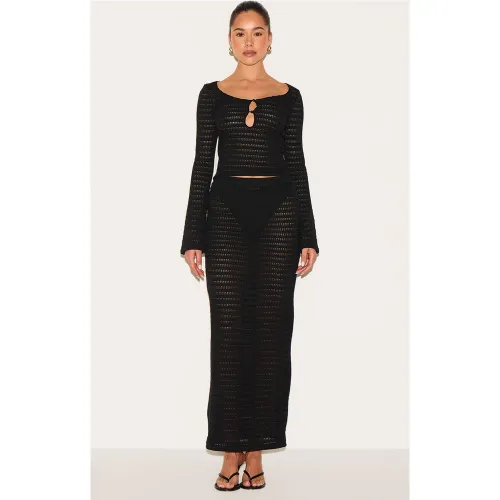 Jupe longue texturée à taille mi-haute - PrettyLittleThing - Modalova