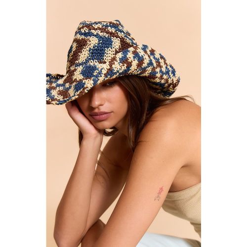 Chapeau de cowboy en paille multicolore - PrettyLittleThing - Modalova