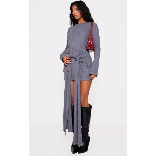 Robe moulante épaisse côtelée brossée à détail noué - PrettyLittleThing - Modalova