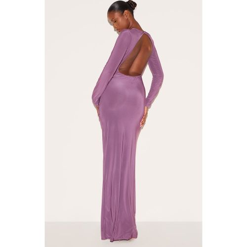 Robe longue moulante prune à manches longues et dos ouvert - PrettyLittleThing - Modalova