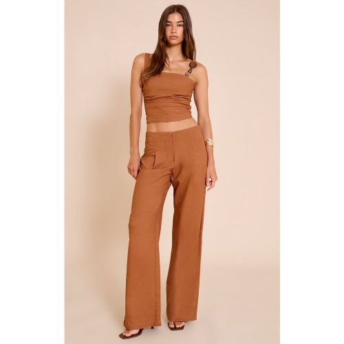 Pantalon droit tissé à taille mi-haute | Taille 38 - PrettyLittleThing - Modalova