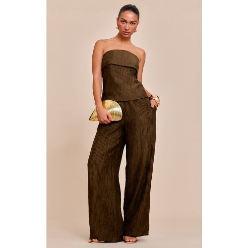Pantalon large tissé texturé à taille mi-haute - PrettyLittleThing - Modalova