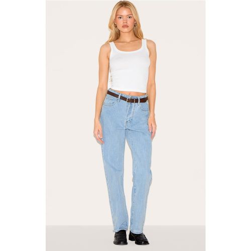 Jean droit délavé bleu clair à taille haute - PrettyLittleThing - Modalova