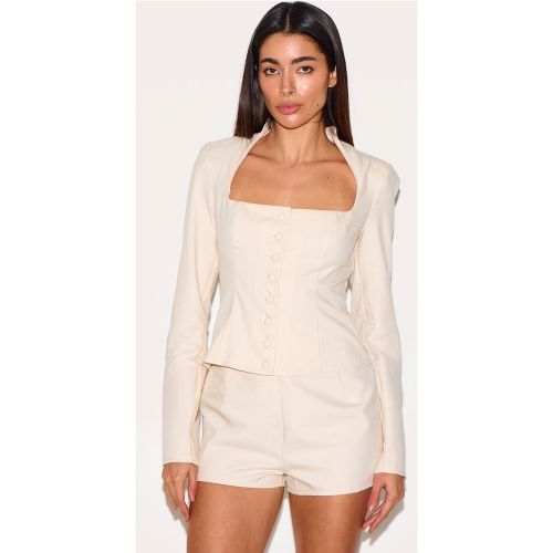 Combishort tissé à col carré et boutons - PrettyLittleThing - Modalova