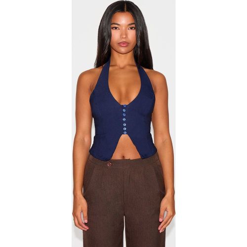 Top long en bengaline à dos nu et boutons - PrettyLittleThing - Modalova