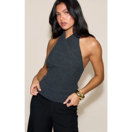 Top long texturé à dos nu et col torsadé - PrettyLittleThing - Modalova