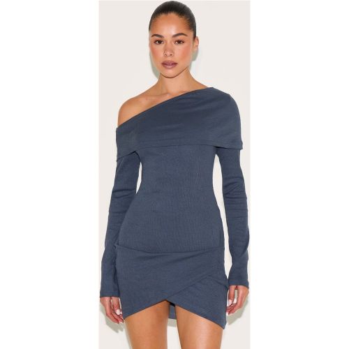 Mini robe côtelée à col bardot drapé - PrettyLittleThing - Modalova