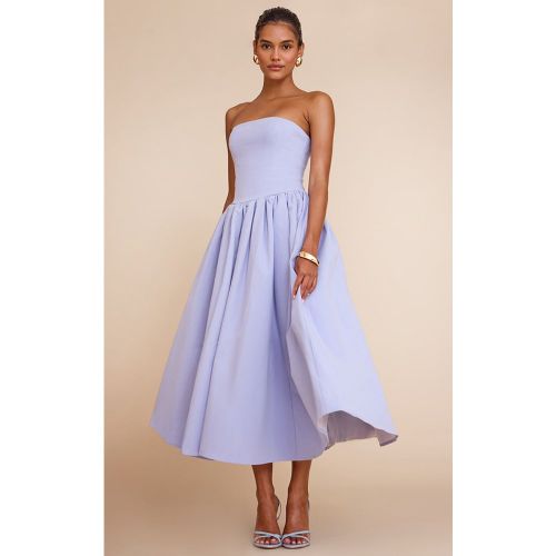 Robe bustier mi-longue patineuse tissée froncée - PrettyLittleThing - Modalova