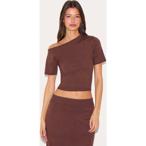 Top basique en maille tricot à col asymétrique | Taille XS - PrettyLittleThing - Modalova