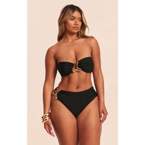 Shape Black Gold Wave Trim Bandeau Bikini Top - PrettyLittleThing - Modalova