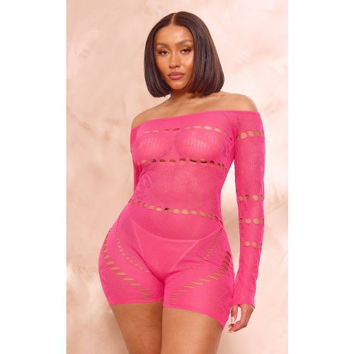 Shape Combishort en maille tricot transparente à col bardot - PrettyLittleThing - Modalova