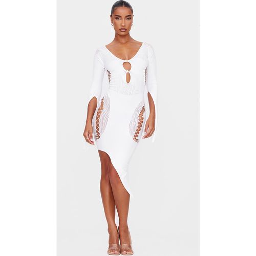 Robe mi-longue transparente blanche à découpes et manches longues - PrettyLittleThing - Modalova