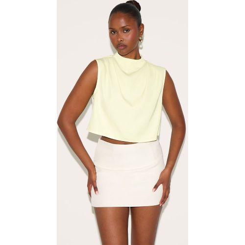 Top tissé plissé à épaules carrées | Taille 34 - PrettyLittleThing - Modalova