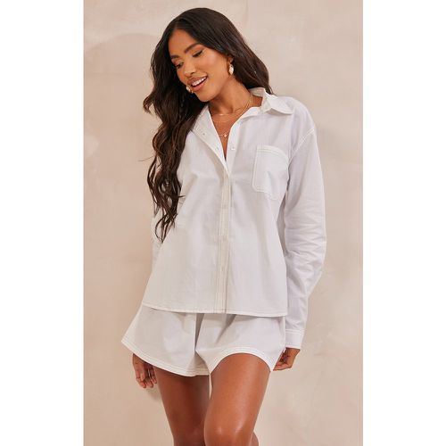 Chemise boutonnée oversize en coton à coutures contrastantes - PrettyLittleThing - Modalova