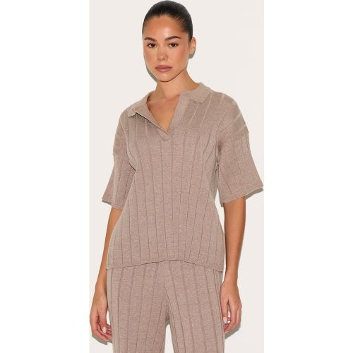 Top polo oversize en maille tricot côtelée - PrettyLittleThing - Modalova