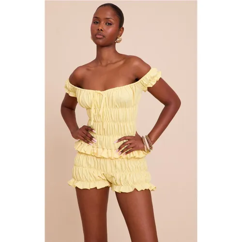Combishort très froncé à col bardot - PrettyLittleThing - Modalova