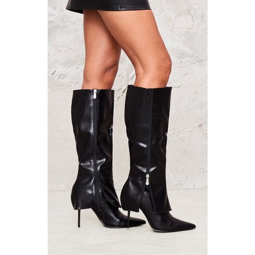 Bottes pointues en PU repliées à talon aiguille haut et zip - PrettyLittleThing - Modalova