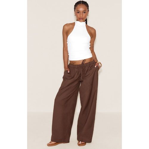 Petite Pantalon en effet lin à cordons ajustables - PrettyLittleThing - Modalova