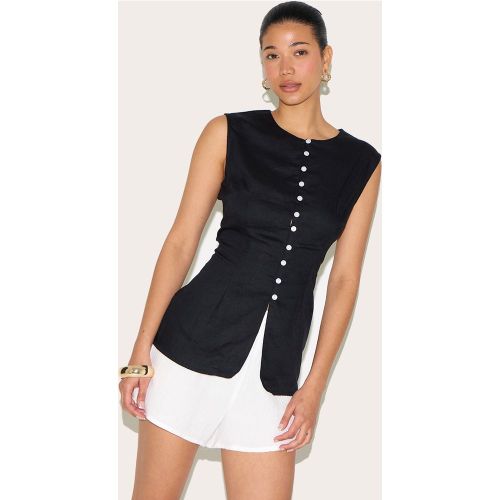 Gilet en effet lin mélangé à boutons - PrettyLittleThing - Modalova