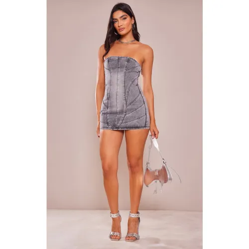 Mini robe bustier en jean à détail coutures - PrettyLittleThing - Modalova