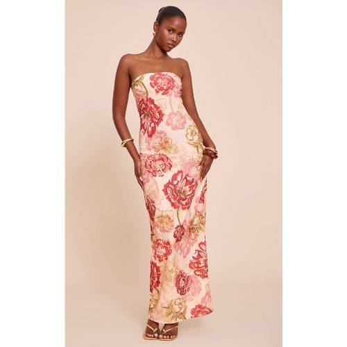 Robe bustier longue en mousseline de soie fleurie - PrettyLittleThing - Modalova