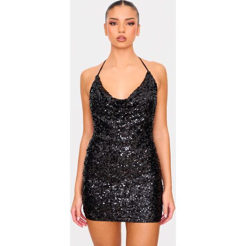 Robe moulante dos nu à sequins et col bénitier noué - PrettyLittleThing - Modalova