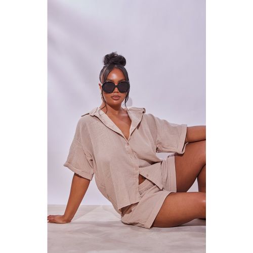 Plus Chemise texturée effet lin à manches courtes - PrettyLittleThing - Modalova