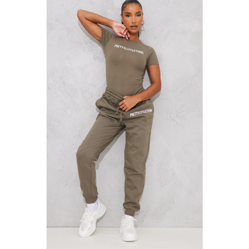 Jogging resserré kaki sauge à taille haute - PrettyLittleThing - Modalova