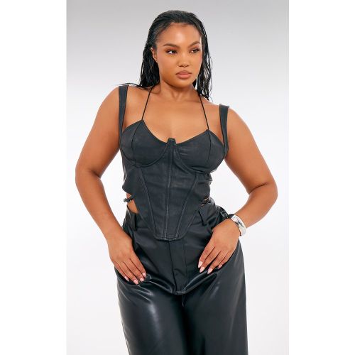 Plus Corset dos nu en PU délavé à bretelles croisées et ourlet tombant - PrettyLittleThing - Modalova