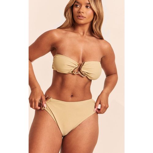 Shape Olive Gold Wave Trim Bandeau Bikini Top - PrettyLittleThing - Modalova