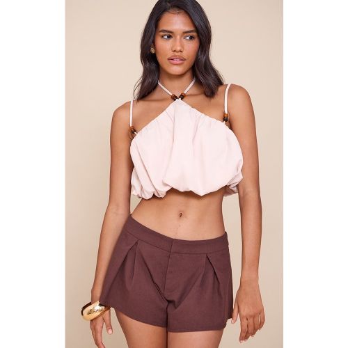 Crop top dos nu bouffant à bretelles fines et perles - PrettyLittleThing - Modalova