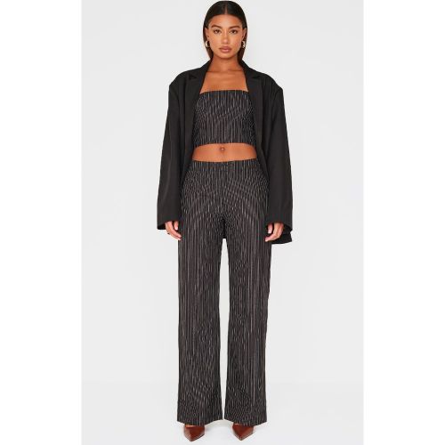 Pantalon de tailleur large tissé à fines rayures et paillettes - PrettyLittleThing - Modalova