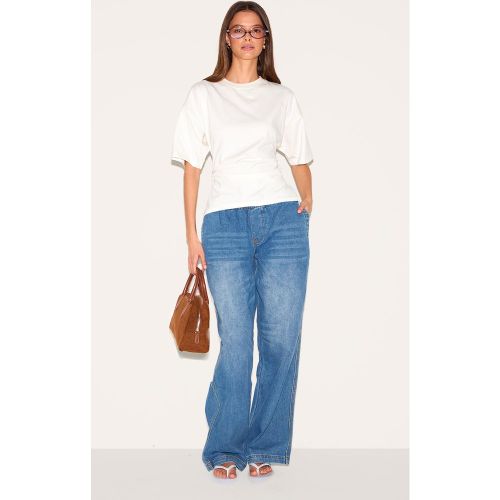 Jean large bleu moyen à taille stretch | Taille 38 - PrettyLittleThing - Modalova