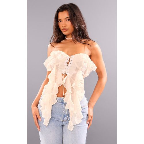 Corset bustier en mousseline de soie à lacets et volants - PrettyLittleThing - Modalova