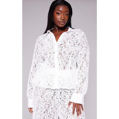 Plus Chemise ajustée blanche en maille tissée style dentelle jacquard deluxe - PrettyLittleThing - Modalova