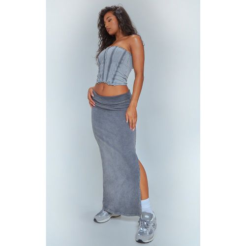 Jupe longue en coton délavé javélisé repliée - PrettyLittleThing - Modalova